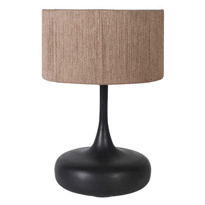 Black Table Lamp with Jute Shade