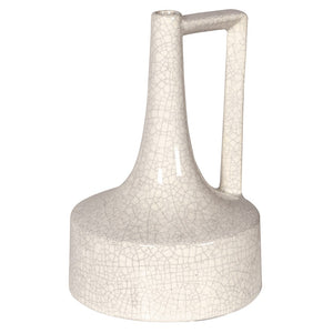White Crackle Effect Jug Vase with Handle