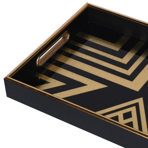 Art Deco Black and Gold Square Tray