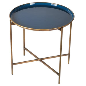 Blue/Gold Aged Enamel Tray Table