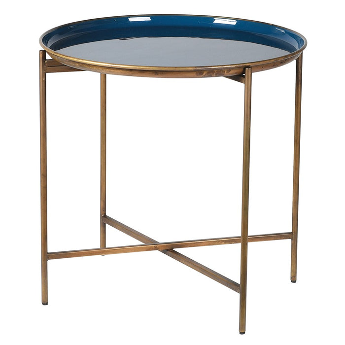 Blue/Gold Aged Enamel Tray Table
