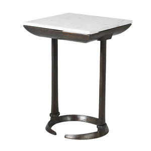 Bronze Side Table with Marble Top