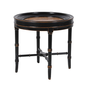 Black/Natural Round Side Table