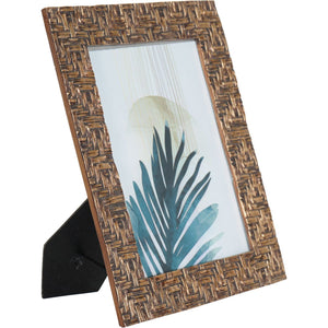 Rustic Brown Bamboo Woven Effect Photo Frame