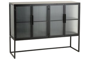 Cabinet with Glass Doors on a Metal Black Frame