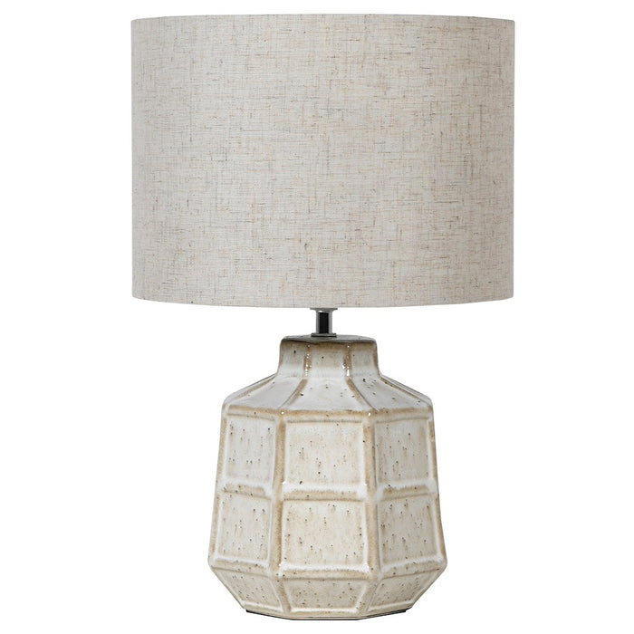 Off White Hexagonal Lamp with Linen Shade