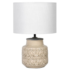 Patterned Lamp with Linen Shade
