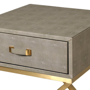 Maxim Sage Faux Shagreen 1 Drawer Side Table