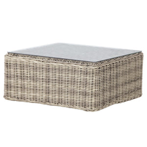 Rattan Square Coffee Table with Glass