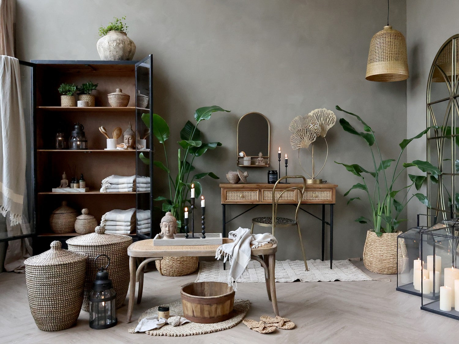 French Bench w/Wicker Seat