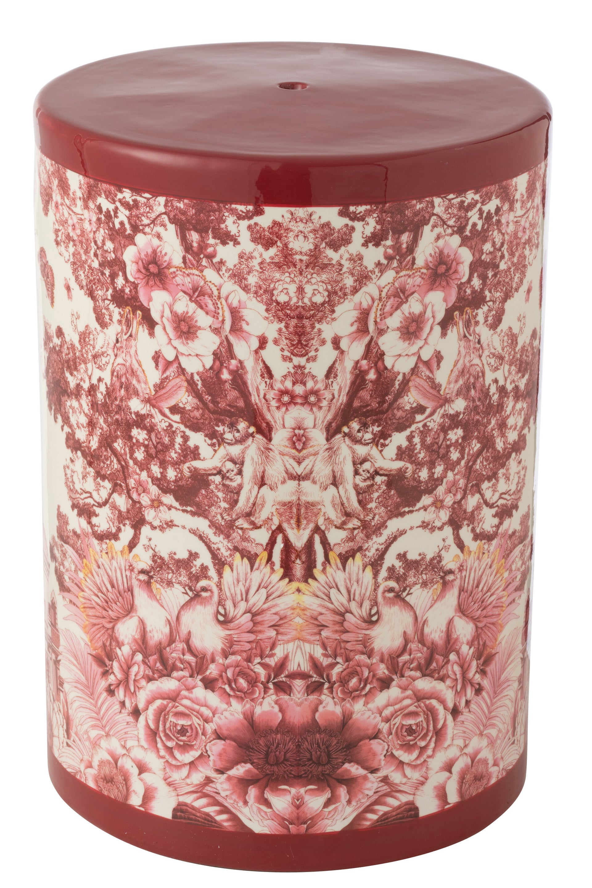 Moriko Porcelain Stool in Red/White