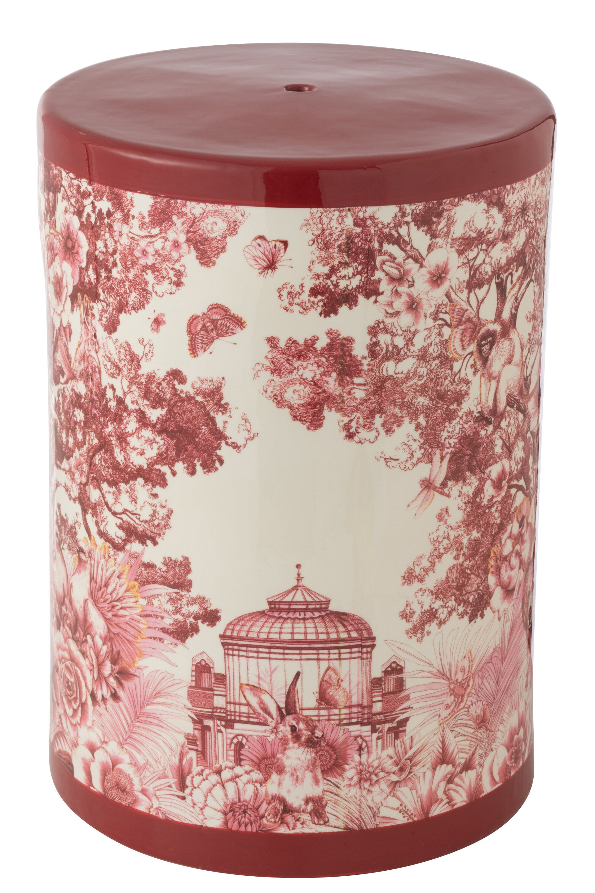 Moriko Porcelain Stool in Red/White