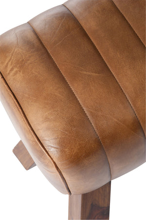 GYM BENCH LEATHER WOOD COGNAC