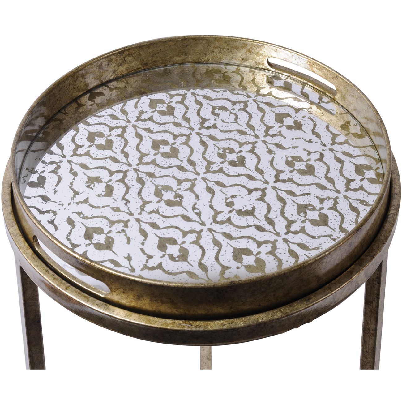 Vienna Antique Gold Diamond Set of 2 Side Tables