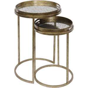 Vienna Antique Gold Diamond Set of 2 Side Tables