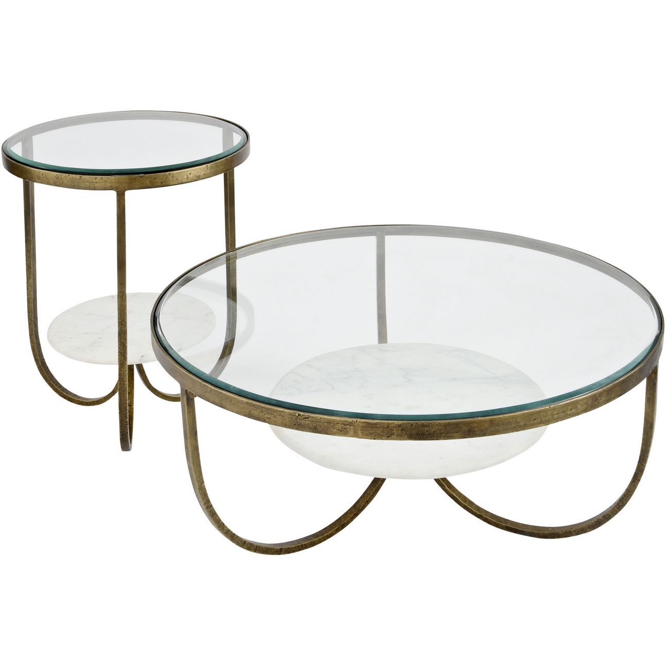 Nolita White Marble And Antique Gold Iron  Coffee Table