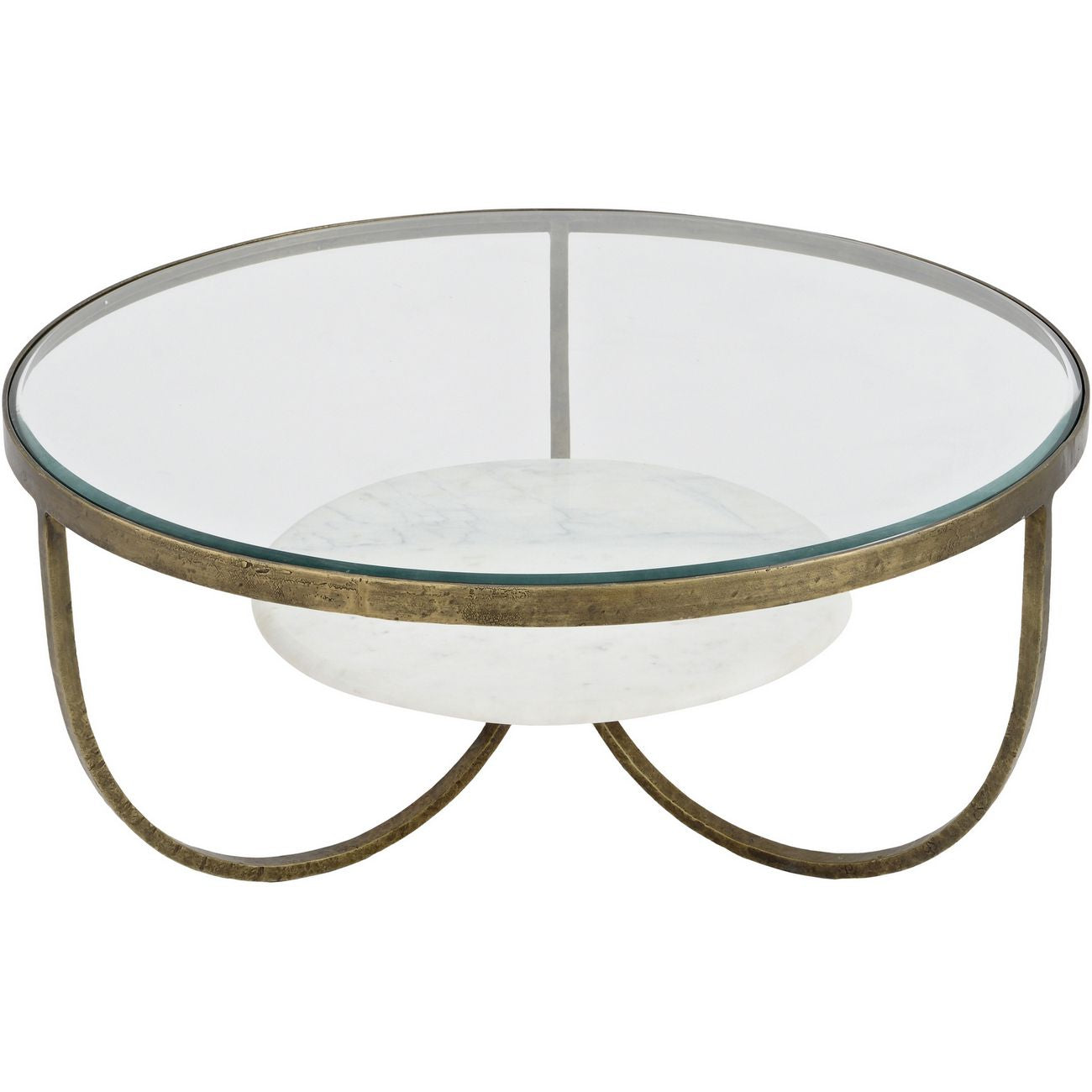 Nolita White Marble And Antique Gold Iron  Coffee Table