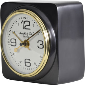 Thompson Solid Aluminium Black Sq Carriage Clock