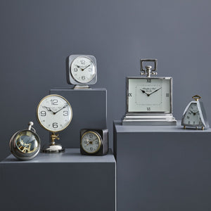 Thompson Solid Aluminium Black Sq Carriage Clock