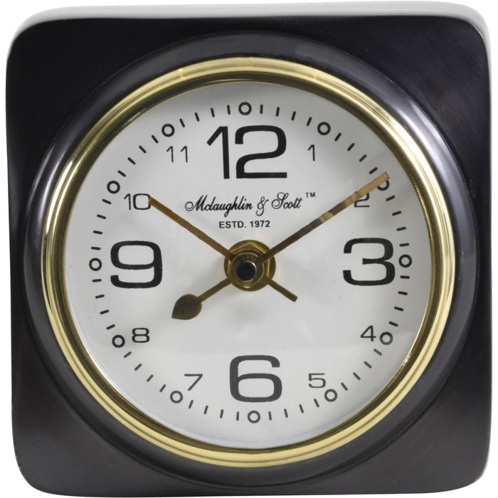 Thompson Solid Aluminium Black Sq Carriage Clock