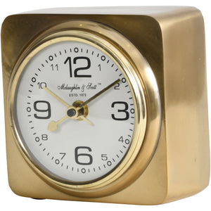 Thompson Solid Aluminium Gold Sq Carriage Clock