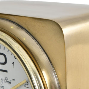 Thompson Solid Aluminium Gold Sq Carriage Clock