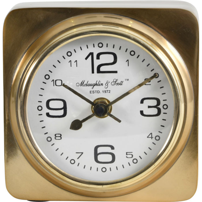 Thompson Solid Aluminium Gold Sq Carriage Clock