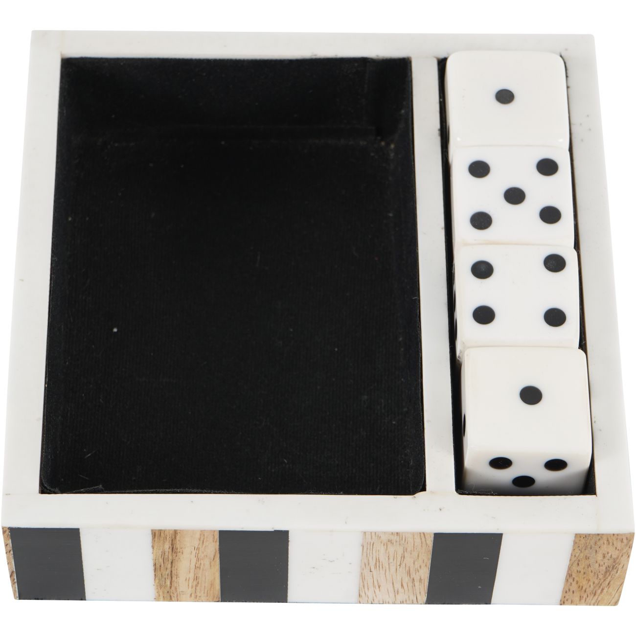 Wooden Set of 4 Dice in a Tray
