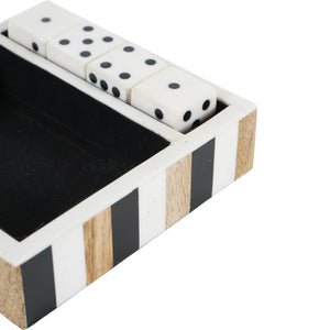 Wooden Set of 4 Dice in a Tray