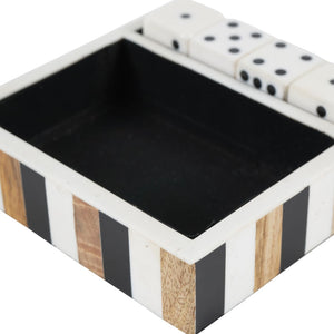 Wooden Set of 4 Dice in a Tray