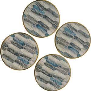 Blue Grey Mosaic Style Set of Coasters