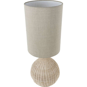 Small Natural Rattan Lamp with Drum Shade