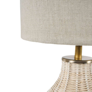 Small Natural Rattan Lamp with Drum Shade