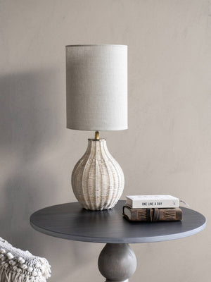 Small Natural Rattan Lamp with Drum Shade