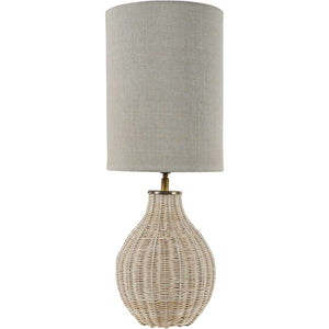 Small Natural Rattan Lamp with Drum Shade