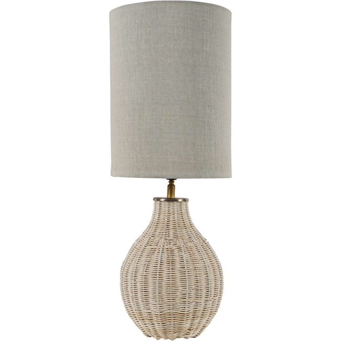 Small Natural Rattan Lamp with Drum Shade