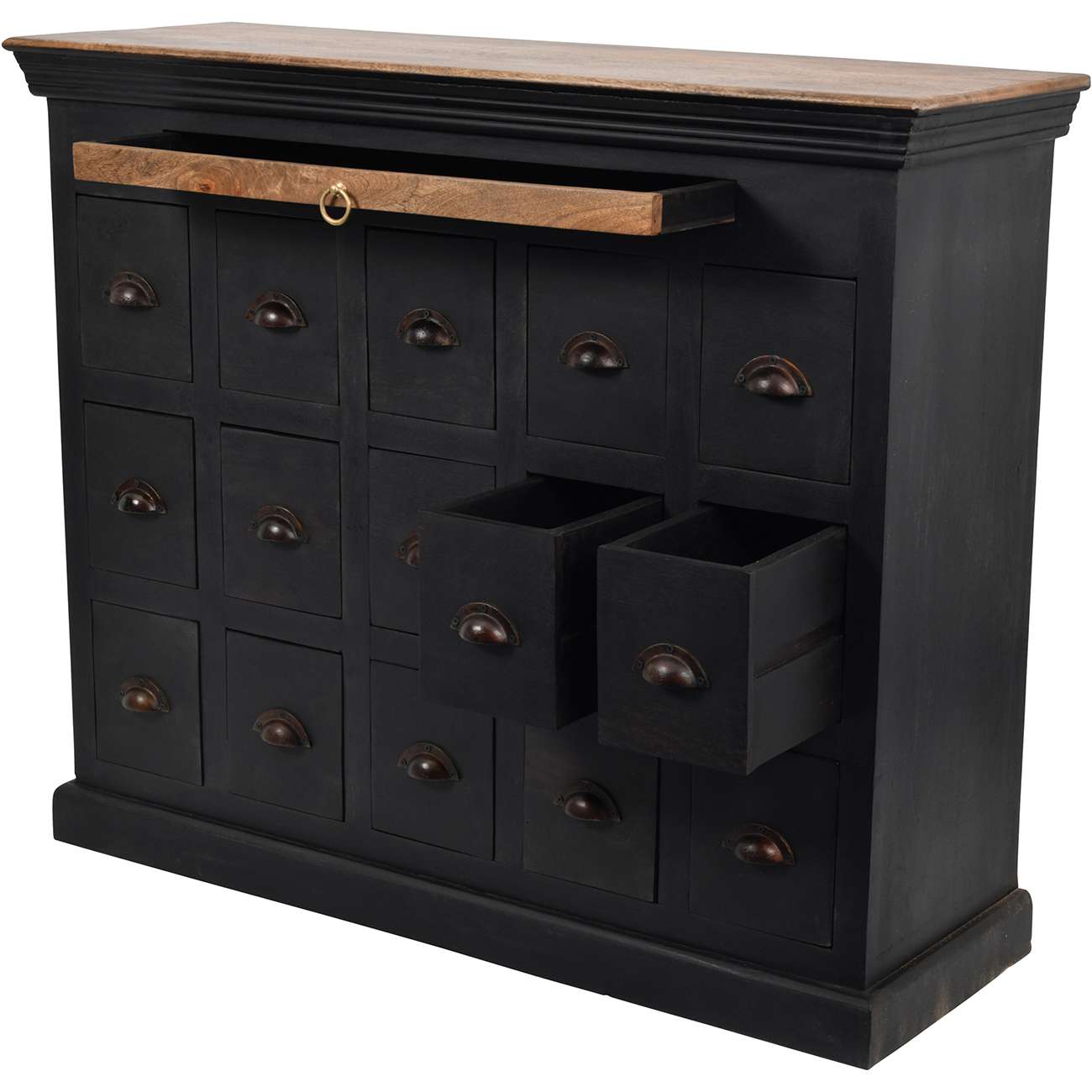 Hoxton 11 Antique Black Mango 15 Drawer Chest