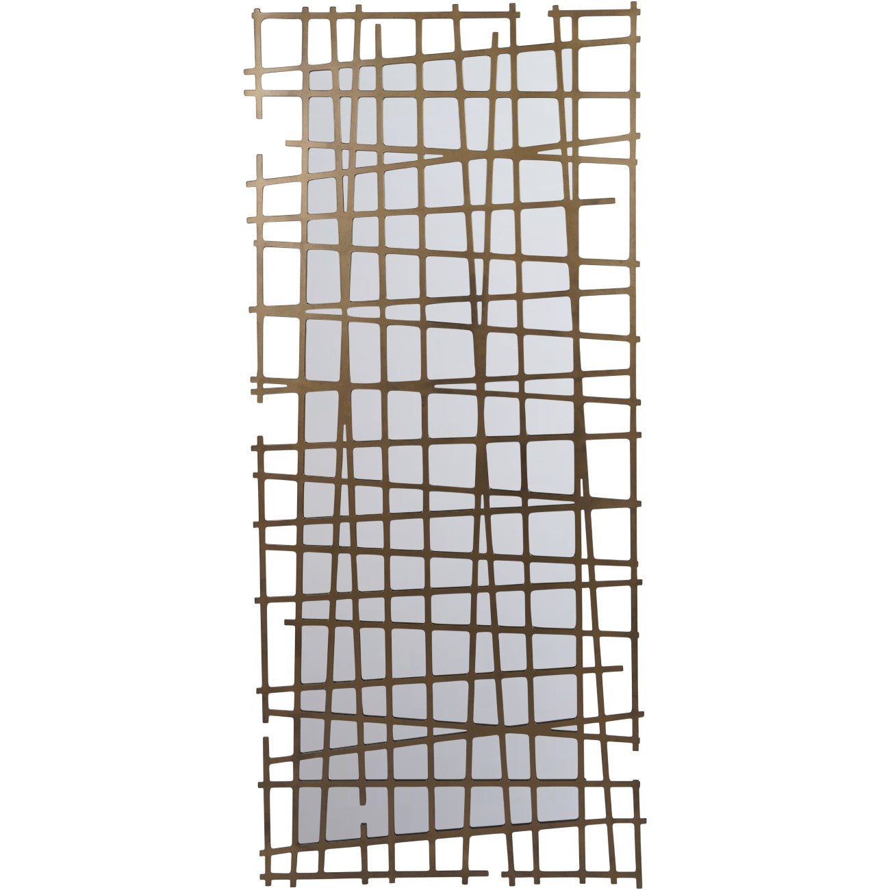 Lattice Wall Decor Mirror with Brass Finish