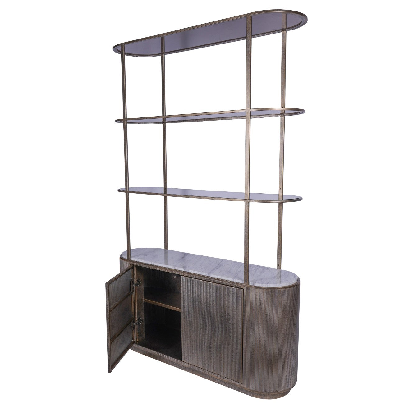 Belvedere Aged Gold Shelving Unit with Storage