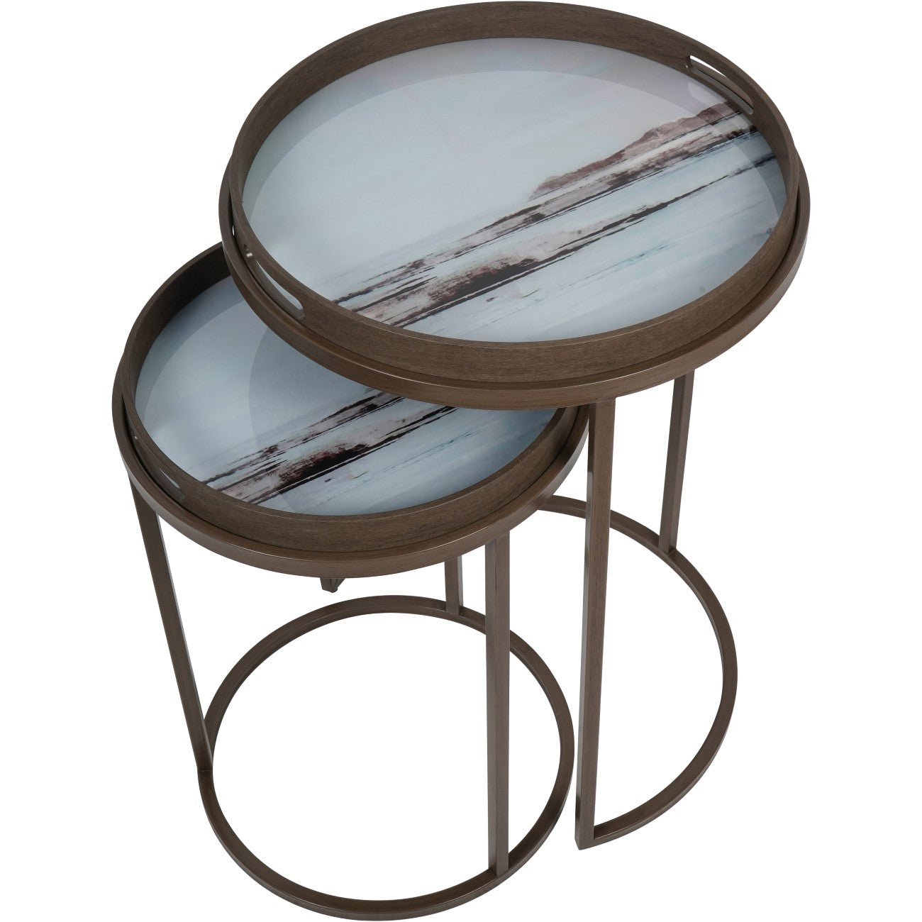 Blurred Seascape Set of 2 Tray Side Tables