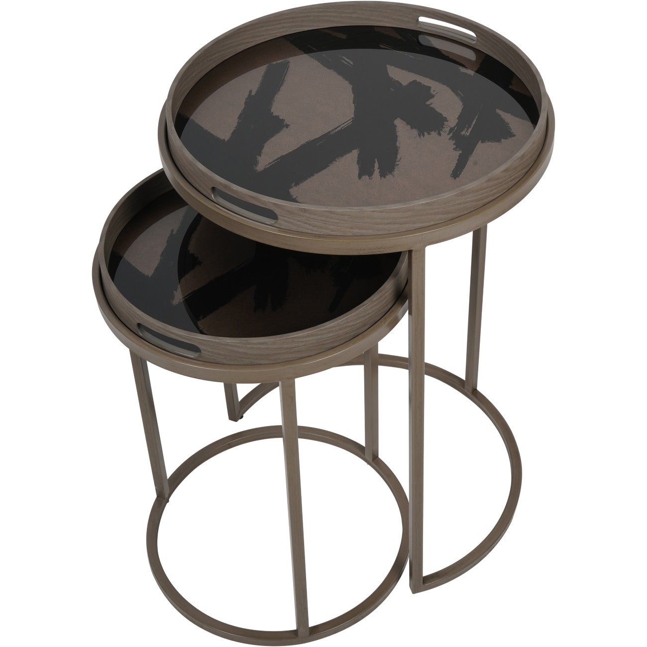 Impasto Brushstroke Set of 2 Tray Side Table