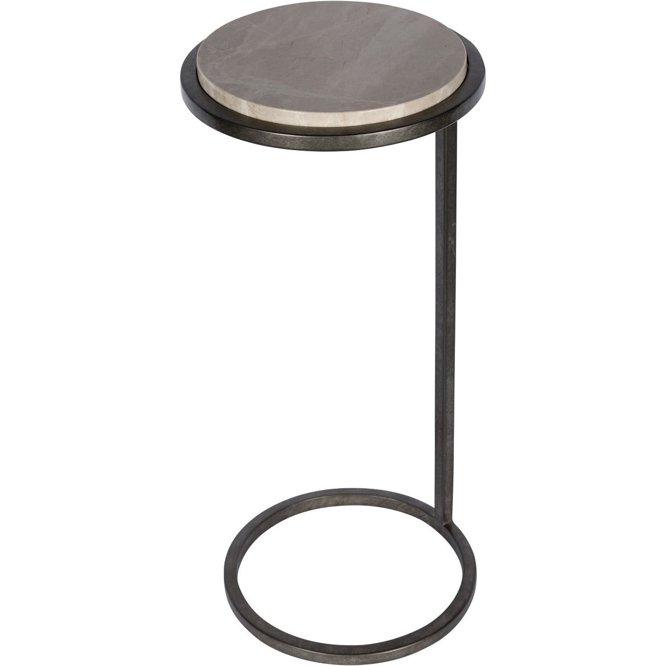 Iota Accent Table Grey Emperador Marble Aged Silver Frame