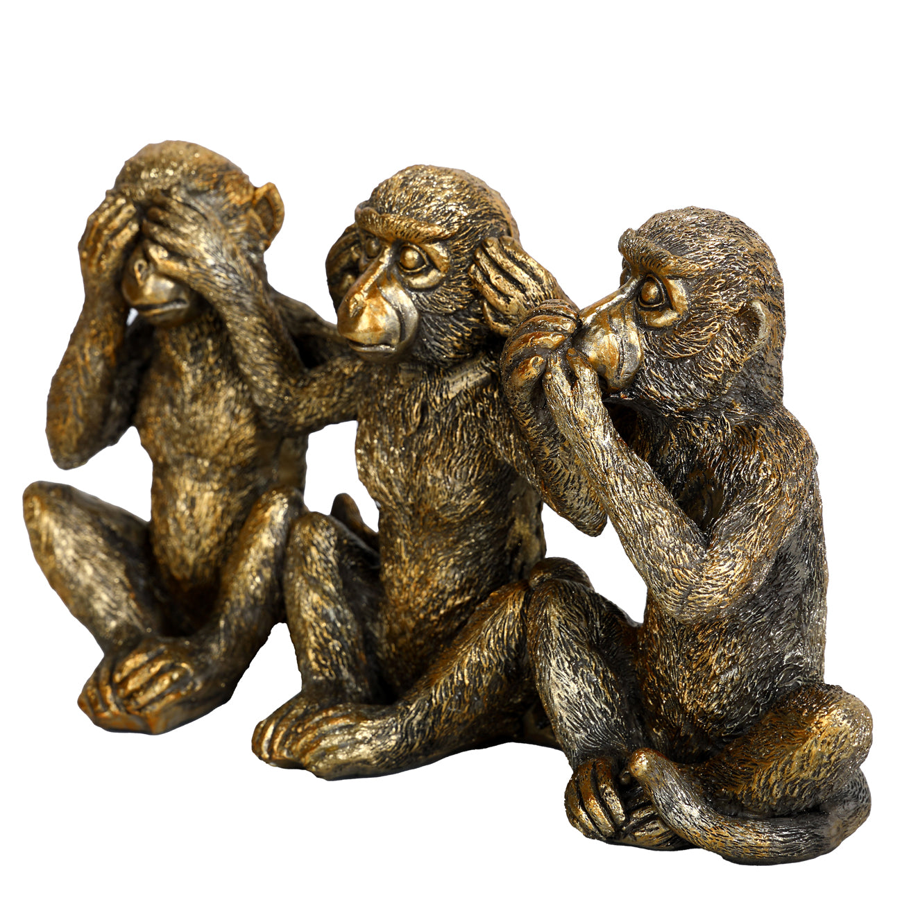 Three Wise Monkeys Antique Gold