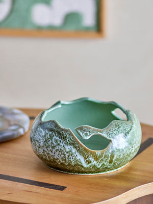 Leonas Deco Bowl Green Stoneware