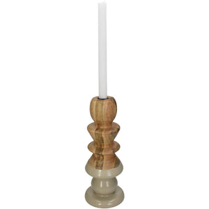 Candle Holder Wood Beige 32cm