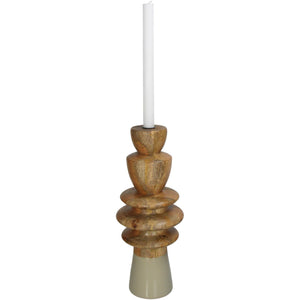 Candle Holder Wood Beige 38cm