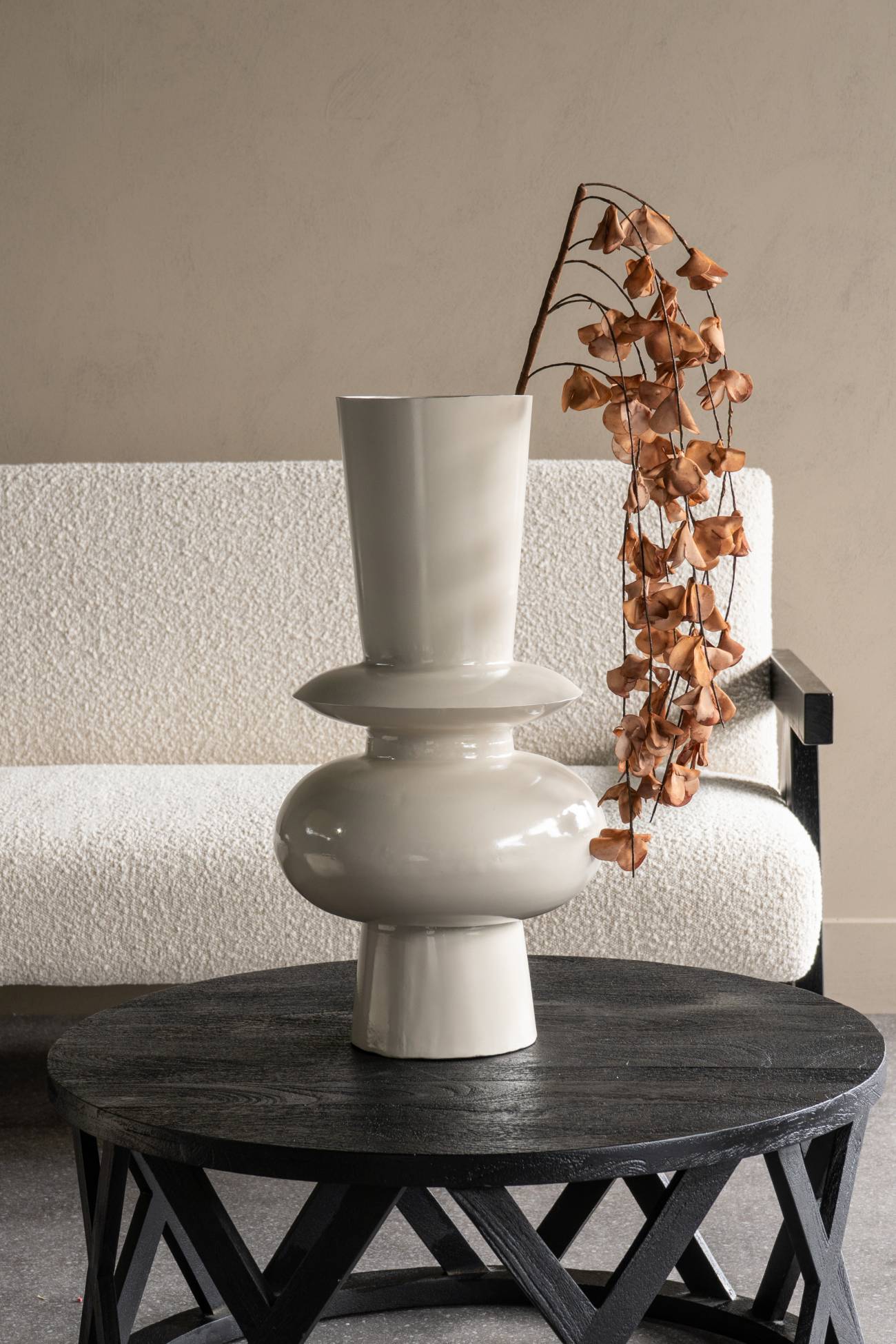 Vase Iron Ivory 59cm