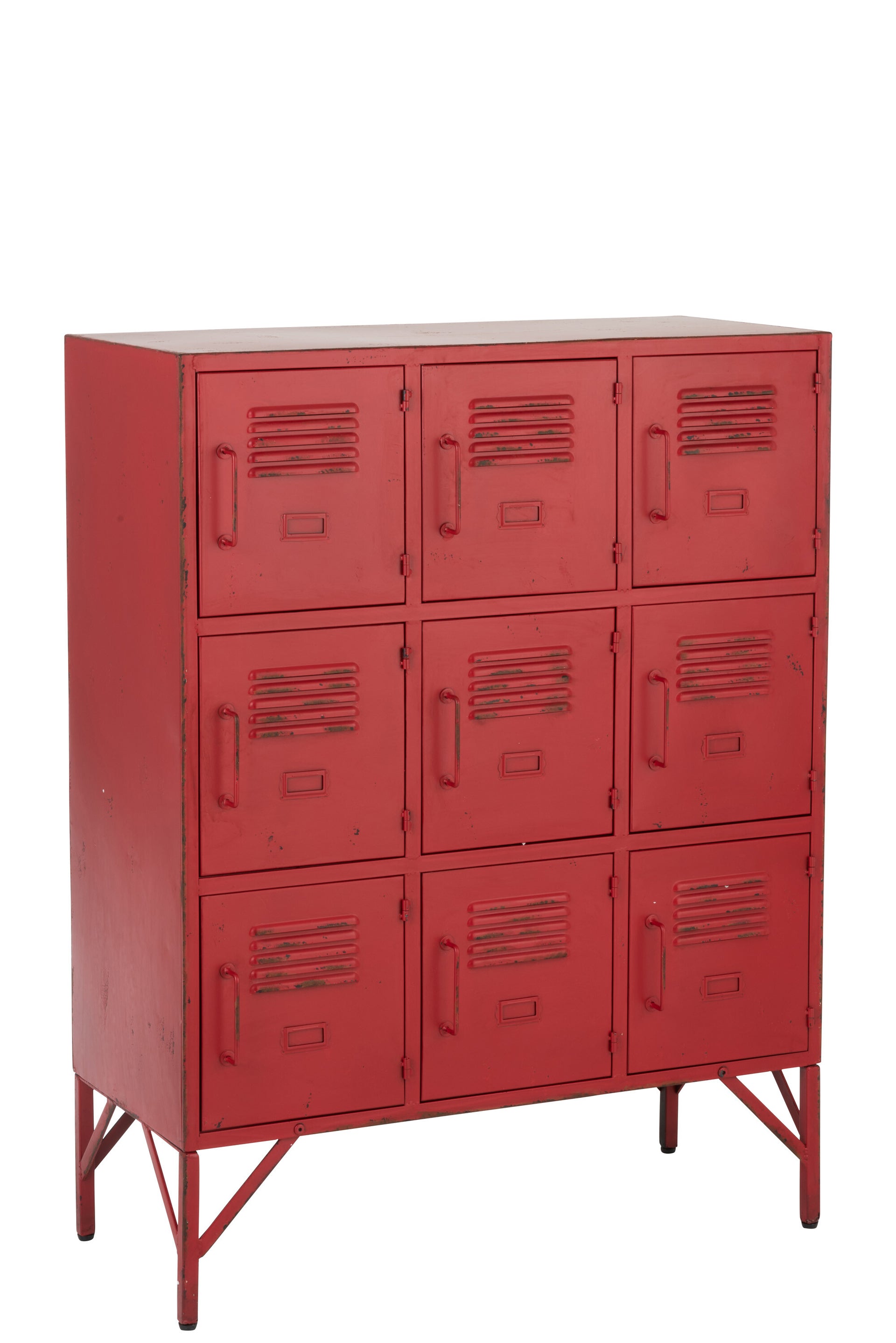 9 Drawer Cupboard Metal/Red