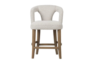 Amy White/Gold Boucle Fabric STOOL