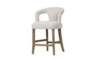 Amy White/Gold Boucle Fabric STOOL